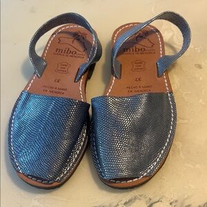Mibo Blue Leather Sandals